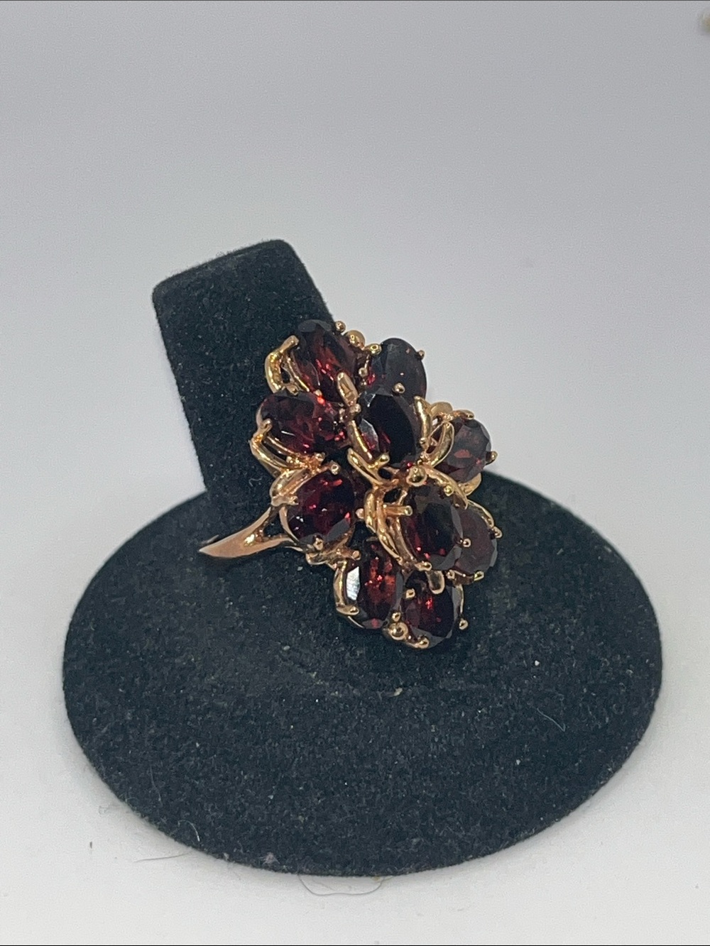 Vtg QVC Red Garnet Sterling Silver 925 Designer Cocktail Ring Size 10